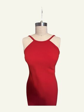 Calvin Klein Red Sleeveless Halter Neck Bodycon Dress